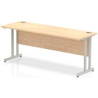 Impulse 1800mm Slim Rectangular Desk, Silver Cantilever Leg, Maple