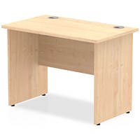 Impulse 1000mm Slim Rectangular Desk, Panel End Leg, Maple