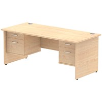 Impulse 1800mm Rectangular Desk With 2 x 2 Drawer Fixed Pedestals, Panel End Leg, Maple