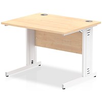 Impulse 1000mm Rectangular Desk, White Cable Managed Leg, Maple