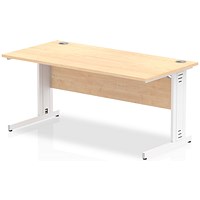 Impulse 1600mm Rectangular Desk, White Cable Managed Leg, Maple