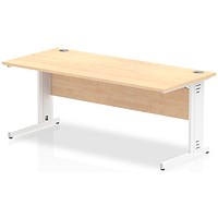 Impulse 1800mm Rectangular Desk, White Cable Managed Leg, Maple