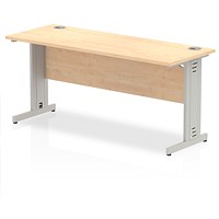 Impulse 1600mm Slim Rectangular Desk, Silver Cable Managed Leg, Maple