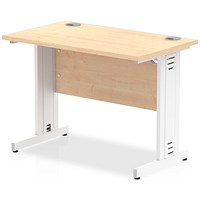 Impulse 1000mm Slim Rectangular Desk, White Cable Managed Leg, Maple