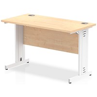 Impulse 1200mm Slim Rectangular Desk, White Cable Managed Leg, Maple