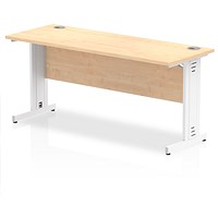 Impulse 1600mm Slim Rectangular Desk, White Cable Managed Leg, Maple