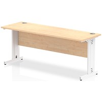 Impulse 1800mm Slim Rectangular Desk, White Cable Managed Leg, Maple