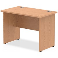 Impulse 1000mm Slim Rectangular Desk, Panel End Leg, Oak