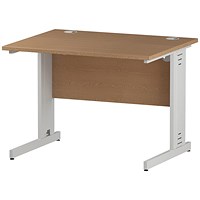 Impulse 1000mm Rectangular Desk, White Cable Managed Leg, Oak Impulse 1000mm Rectangular Desk, White Cable Managed Leg, Oak