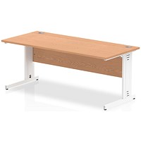 Impulse 1800mm Rectangular Desk, White Cable Managed Leg, Oak