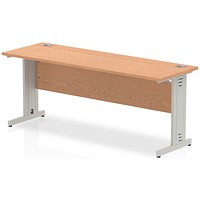 Impulse 1800mm Slim Rectangular Desk, Silver Cable Managed Leg, Oak