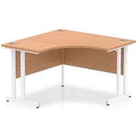 Impulse 1200mm Corner Desk, White Cantilever Leg, Oak