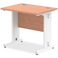 Impulse 800mm Slim Rectangular Desk, White Cable Managed Leg, Beech