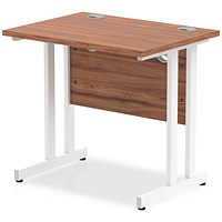 Impulse 800mm Slim Rectangular Desk, White Cantilever Leg, Walnut Impulse 800mm Slim Rectangular Desk, White Cantilever Leg, Walnut