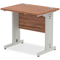Impulse 800mm Slim Rectangular Desk, Silver Cable Managed Leg, Walnut