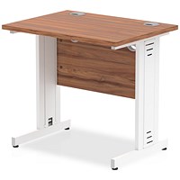 Impulse 800mm Slim Rectangular Desk, White Cable Managed Leg, Walnut