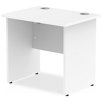 Impulse 800mm Slim Rectangular Desk, Panel Legs, White