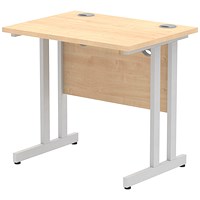 Impulse 800mm Slim Rectangular Desk, Silver Cantilever Leg, Maple