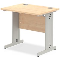 Impulse 800mm Slim Rectangular Desk, Silver Cable Managed Leg, Maple