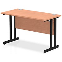 Impulse 1200mm Slim Rectangular Desk, Black Cantilever Leg, Beech