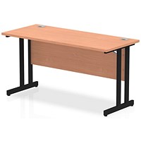 Impulse 1400mm Slim Rectangular Desk, Black Cantilever Leg, Beech