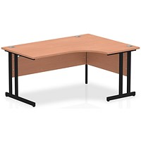 Impulse 1600mm Corner Desk, Right Hand, Black Cantilever Leg, Beech