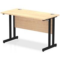 Impulse 1200mm Slim Rectangular Desk, Black Cantilever Leg, Maple