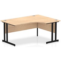 Impulse 1600mm Corner Desk, Right Hand, Black Cantilever Leg, Maple