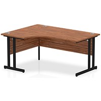 Impulse 1600mm Corner Desk, Left Hand, Black Cantilever Leg, Walnut