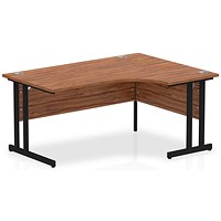 Impulse 1600mm Corner Desk, Right Hand, Black Cantilever Leg, Walnut