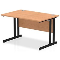 Impulse 1200mm Rectangular Desk, Black Cantilever Leg, Oak