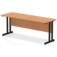 Impulse 1800mm Slim Rectangular Desk, Black Cantilever Leg, Oak