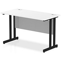Impulse 1200mm Slim Rectangular Desk, Black Cantilever Leg, White