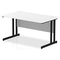 Impulse 1400mm Rectangular Desk, Black Cantilever Leg, White