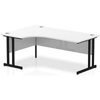 Impulse 1800mm Corner Desk, Left Hand, Black Cantilever Leg, White