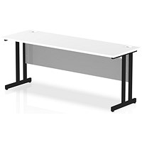 Impulse 1800mm Slim Rectangular Desk, Black Cantilever Leg, White