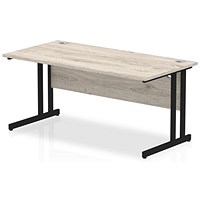 Impulse 1600mm Rectangular Desk, Black Cantilever Leg, Grey Oak