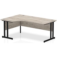 Impulse 1800mm Corner Desk, Left Hand, Black Cantilever Leg, Grey Oak