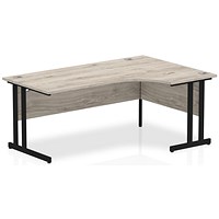 Impulse 1800mm Corner Desk, Right Hand, Black Cantilever Leg, Grey Oak