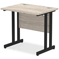 Impulse 800mm Slim Rectangular Desk, Black Cantilever Leg, Grey Oak Impulse 800mm Slim Rectangular Desk, Black Cantilever Leg, Grey Oak
