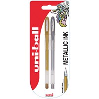 Uni-Ball Gold and Silver Pens Twin Pack Clipstrip (Pack of 12)
