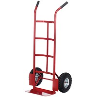 Barton Pneumatic Tyre Sack Truck, 150kg Capacity, Red