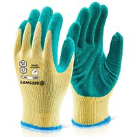 Beeswift Multi-Purpose Latex Palm Coated Gloves, Green, Medium