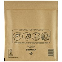 Mail Lite Bubble Postal Bag, Size E/2 220x260mm, Gold, Pack of 100