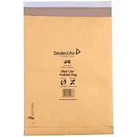 Mail Lite Padded Postal Bag, Size J/6, 314x450mm, Gold, Pack of 50