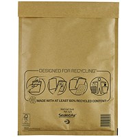 Mail Lite Bubble-Lined Postal Bag, 240x330mm, Peel & Seal, Gold, Pack of 50