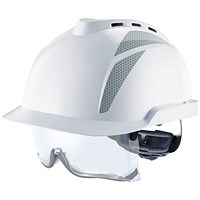 MSA V-Gard 930 Vented Helmet with Integrated Eye Protection, White & Grey