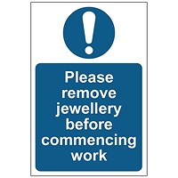 MyCafe Please Remove Jewellery Sign Self Adhesive Vnl 200x300