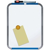 Nobo Mini Portable Magnetic Whiteboard, Grey and Blue Frame, 220x280mm