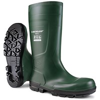 Dunlop Work-It Full Safety PVC Wellington Boots, Green, 5